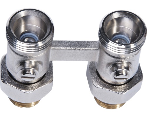 Ventilový blok z kovu pro připojení radiátoru