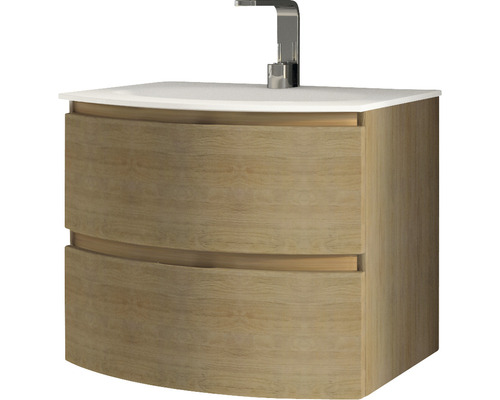 Skříňka pod umyvadlo se dvěma zásuvkami, keramické umyvadlo a vodovodní baterie