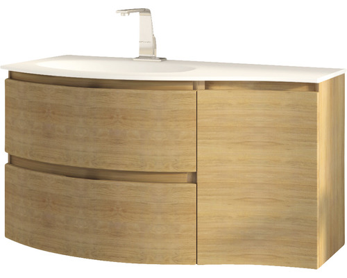 Umyvadlo se skříňkou, dvě zásuvky a jedny dvířka