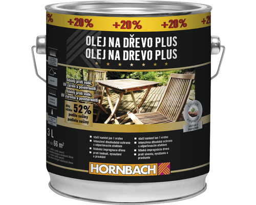 Olej na dřevo Hornbach Plus Teak 2,5 l + 20 % zdarma