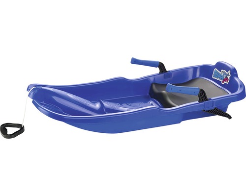 Dětské boby SUPER JET modré Modré plastové saně s řídicími rukojeťmi a tažným lanem