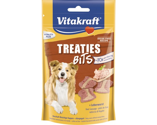 Pamlsky pro psy Vitakraft Treaties Bits játrové kousky 120 g Vitakraft Treaties Bits játrová klobása pochoutka pro psy