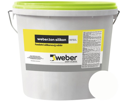 Fasádní nátěr WEBER.TON silikon 25 kg BI00 bílá Kbelík silikonové fasádní barvy