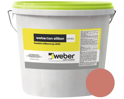Fasádní nátěr WEBER.TON silikon 25 kg CE5C červená Kbelík silikonové fasádní barvy