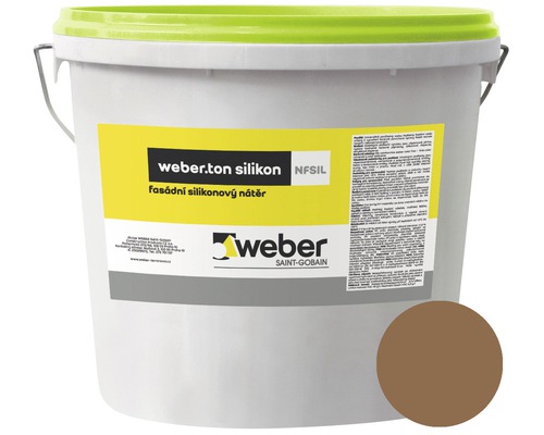 Fasádní nátěr WEBER.TON silikon 25 kg HN1A hnědá Kbelík silikonové fasádní barvy