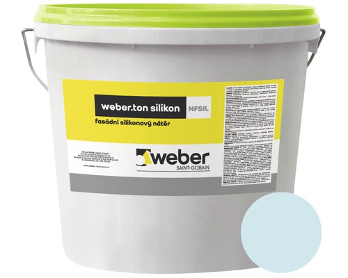 Fasádní nátěr WEBER.TON silikon 25 kg MO3E modrá Kbelík silikonové fasádní barvy