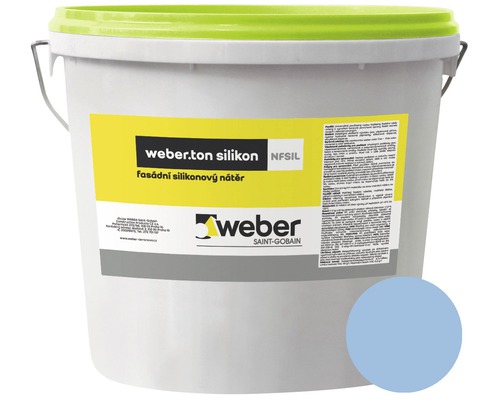 Fasádní nátěr WEBER.TON silikon 25 kg MO4C modrá Kbelík silikonové fasádní barvy