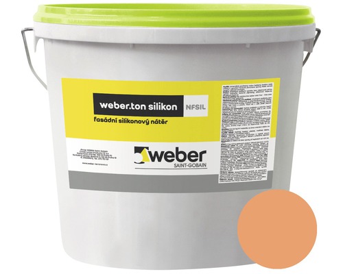 Fasádní nátěr WEBER.TON silikon 25 kg OR3B oranžová Kbelík silikonové fasádní barvy
