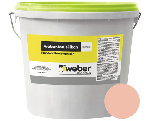 Fasádní nátěr WEBER.TON silikon 25 kg OR6D oranžová Kbelík silikonové fasádní barvy