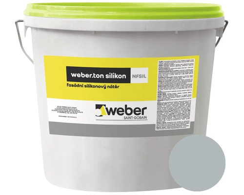 Fasádní nátěr WEBER.TON silikon 25 kg SE1D šedá Kbelík silikonové fasádní barvy