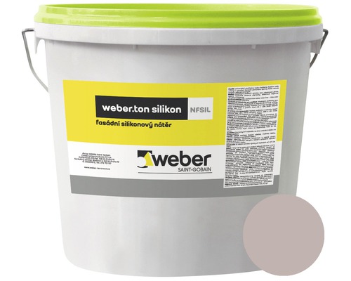 Fasádní nátěr WEBER.TON silikon 25 kg SE2D šedá Kbelík silikonové fasádní barvy
