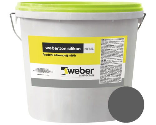 Fasádní nátěr WEBER.TON silikon 25 kg SE4B šedá Kbelík silikonové fasádní barvy