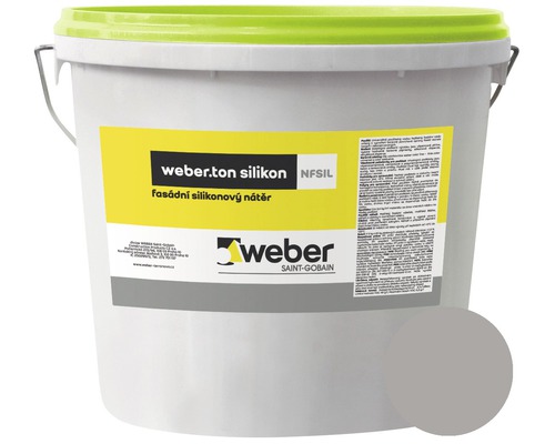 Fasádní nátěr WEBER.TON silikon 25 kg SE4D šedá Kbelík silikonové fasádní barvy