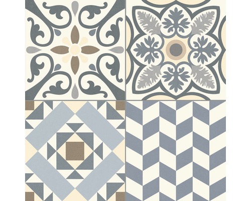 Dekorativní dlažba s květinovými a geometrickými vzory