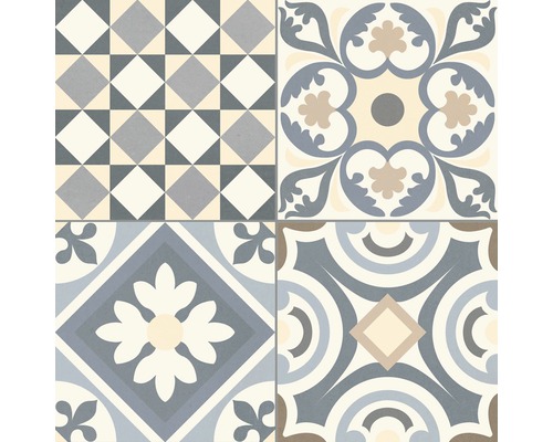 Vzor dlaždic s geometrickými a květinovými motivy