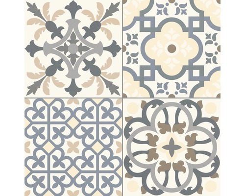 Dekorativní dlaždice s květinovými a geometrickými vzory