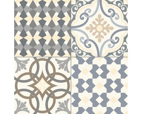Dekorativní dlaždice s geometrickými a květinovými vzory