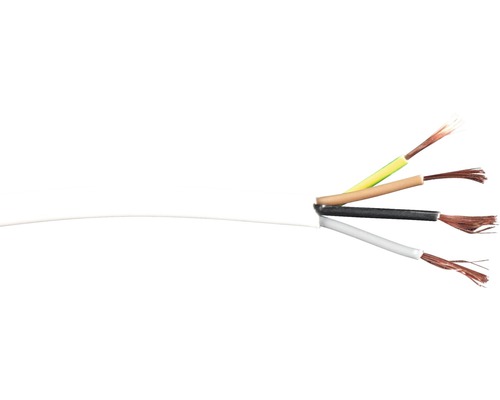 Silový kabel H03VVF CYSY 4 x 0,75 m , délka 20m, bílý Elektrický instalační kabel s pětižilovým vodičem