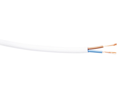 Silový kabel H05VV-F (CYSY) 2x1 bílý, metrážové zboží Dvoužilový kabel se dvěma vnitřními vodiči