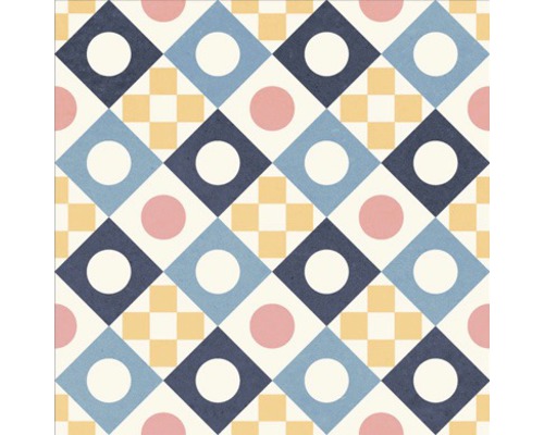 Dekorativní dlaždice s geometrickým vzorem čtverců a kruhů