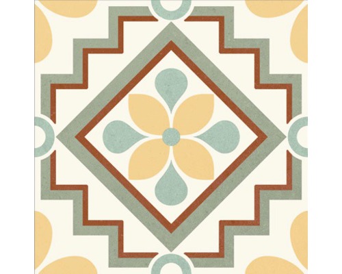 Dekorativní dlaždice s geometrickým a květinovým vzorem