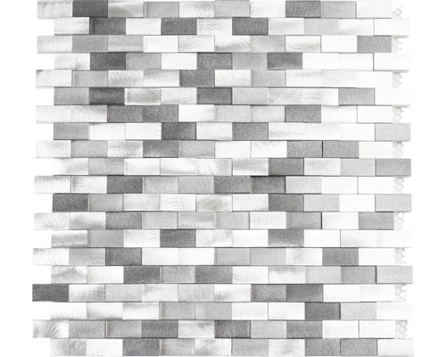 Kovová mozaika šedá/stříbrná lesklá 30,1x30,4 cm Obdélníková mozaiková dlaždice z kovu