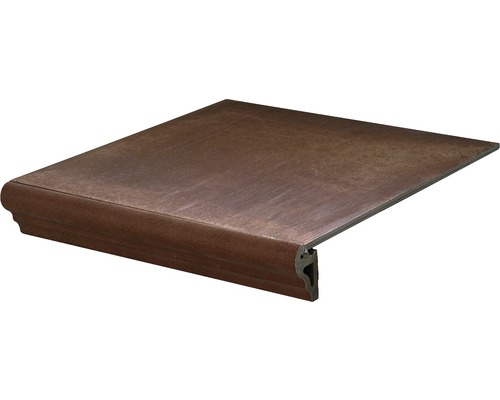 Schodovka imitace kamene Rustic moka 33,15 x 33,15 cm hnědá Kovový profil hrany schodu