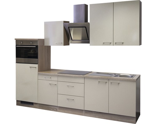 Kuchyňská linka s dřezem, varnou deskou, digestoří a vestavnou troubou