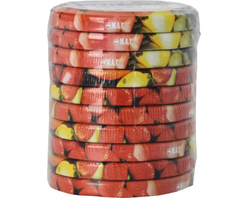 Stoh papírových talířů s jahodovým motivem zabalený ve fólii