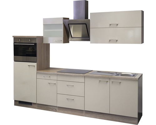 Kuchyňská linka s vestavnou troubou, digestoří, dřezem a varnou deskou