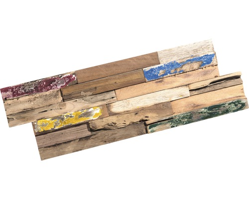 Dekorační panely ze starého dřeva s barevnými akcenty