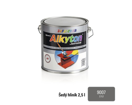 Barva na kov rez i dřevo DUPLI-COLOR Alkyton satén šedý hliník 2,5 l Dupli-Color Alkyton plechovka s barvou, 2,5 litru