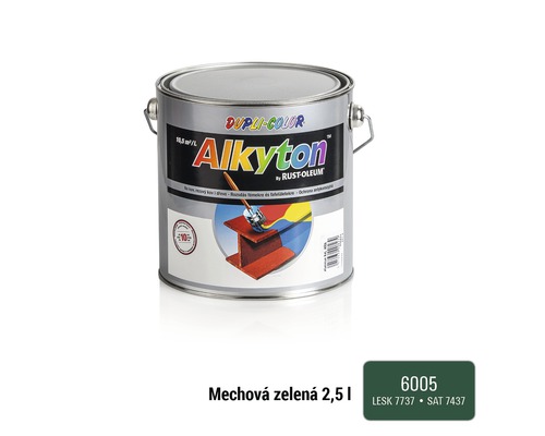 Barva na kov rez i dřevo DUPLI-COLOR Alkyton lesklá mechová zelená 2,5 l Dupli-Color Alkyton plechovka barvy, 2,5 litru