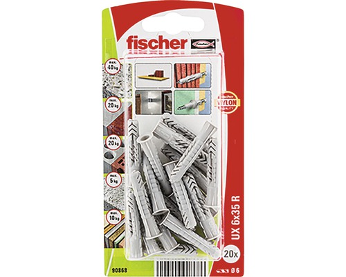 Fischer univerzální hmoždinky UX 6 x 35 R, 20 kusů