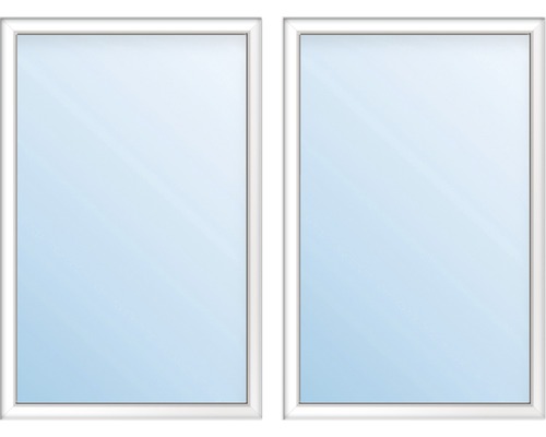 Dvojité okno s bílým rámem