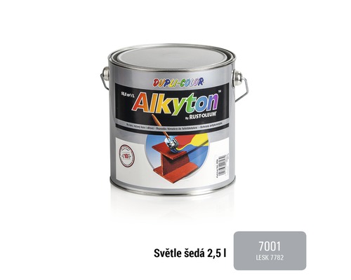 Barva na kov rez i dřevo DUPLI-COLOR Alkyton lesklá světle šedá RAL 7001 2,5 l Dupli Color Alkylon barva 2,5litrová plechovka