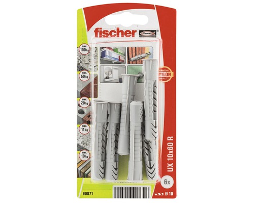 Fischer UX 10x60 R univerzální hmoždinky, balení 6 kusů