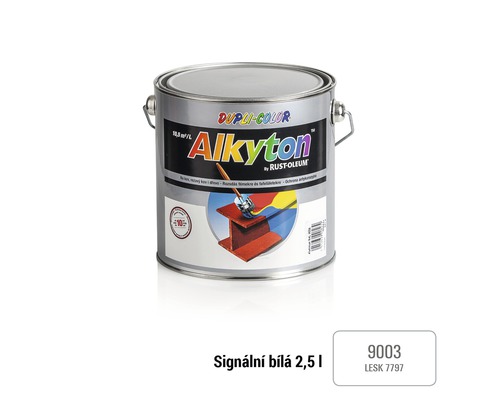 Barva na kov rez i dřevo DUPLI-COLOR Alkyton lesklá signální bílá RAL 9003 2,5 l Dupli-Color Alkydon barva, 2,5litrová plechovka