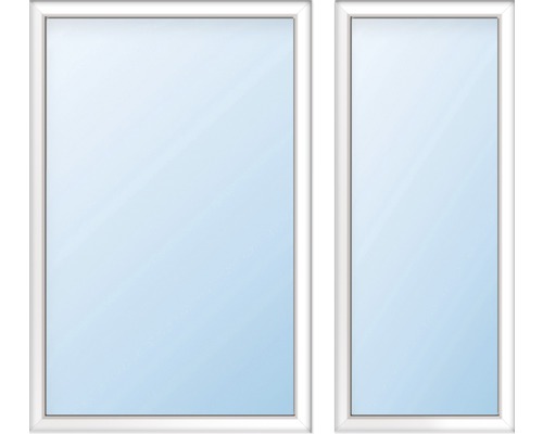 Okno se dvěma křídly a bílým rámem