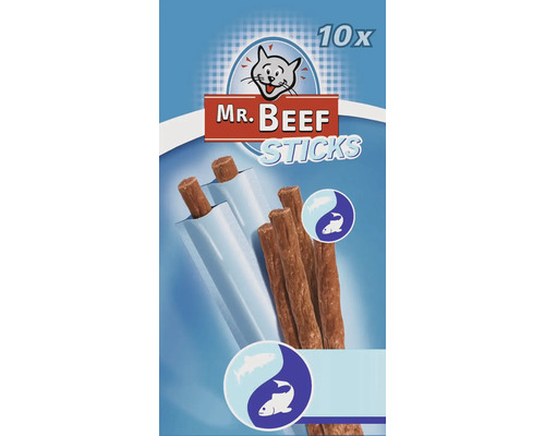 Pamlsky pro kočky MR. BEEF Cat tyčinky losos a pstruh bal. 10 ks Pamlsky pro kočky MR. BEEF Cat tyčinky losos a pstruh bal. 10 ks