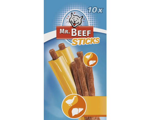 Pamlsky pro kočky MR. BEEF Cat tyčinky s kuřecím a játry 10 ks Pamlsky pro kočky MR. BEEF Cat tyčinky s kuřecím a játry 10 ks
