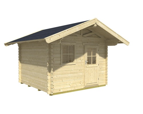 Dřevěný zahradní domek s oknem a dveřmi