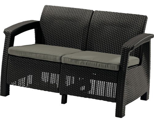 Zahradní lavice z polyratanu se sedáky pro dvě osoby