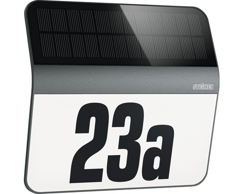 LED solární nástěnné osvětlení domovního čísla Steinel XSolar LH-N IP44 0,03 W 2 lm 4000 K antracitové se soumrakovám senzorem Solární osvětlení domovního čísla s číslem 23a