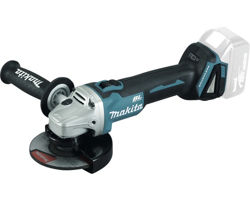 Aku úhlová bruska Makita DGA504Z, 125mm Li-ion 18V, bez akumulátoru a nabíječky Akumulátorová úhlová bruska Makita s přídavnou rukojetí a akumulátorem