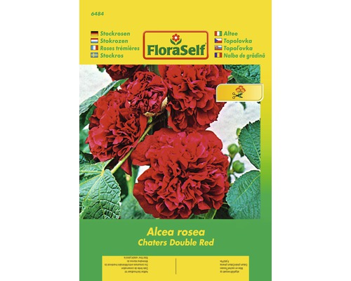 Topolovka Chaters Double Red 'Alcea rosea' květinová semena FloraSelf