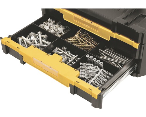 Zásuvkový box se šrouby, hmoždinkami a hřebíky pro skladování