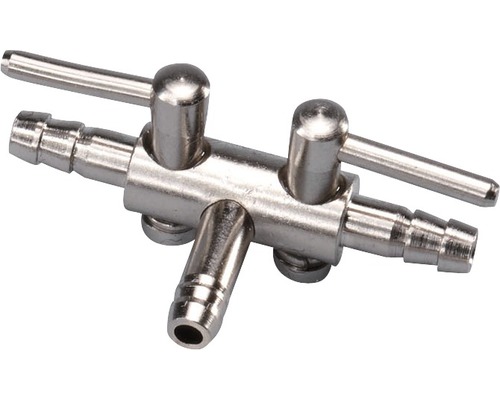 Vzduchový kohout, 2-cestný, kovový 4/6 mm Vzduchový kohout, 2-cestný, kovový 4/6 mm