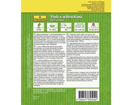 Balení semen Viola X Wittrockiana Bílá s okem