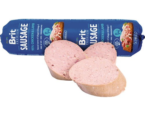 Brit Premium klobása s kuřecím a jehněčím masem